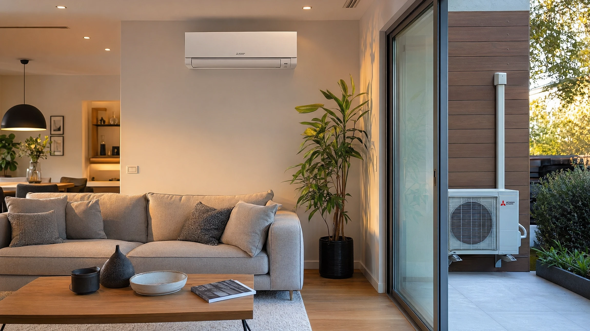 Extérieur résidentiel avec installation de climatisation