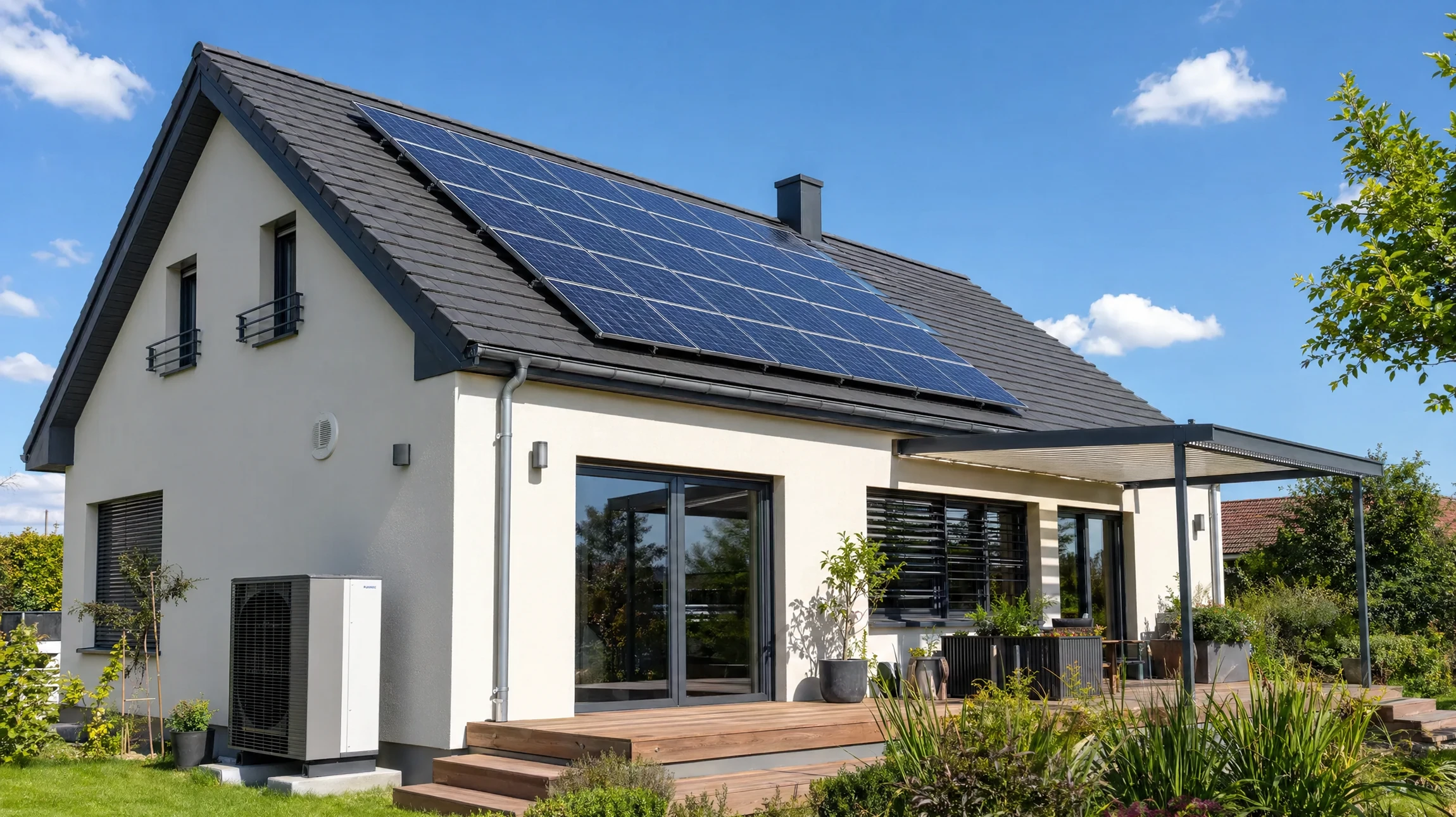 Ouvrier en bâtiment installant un panneau d'isolation thermique extérieure sur façade de maison en construction